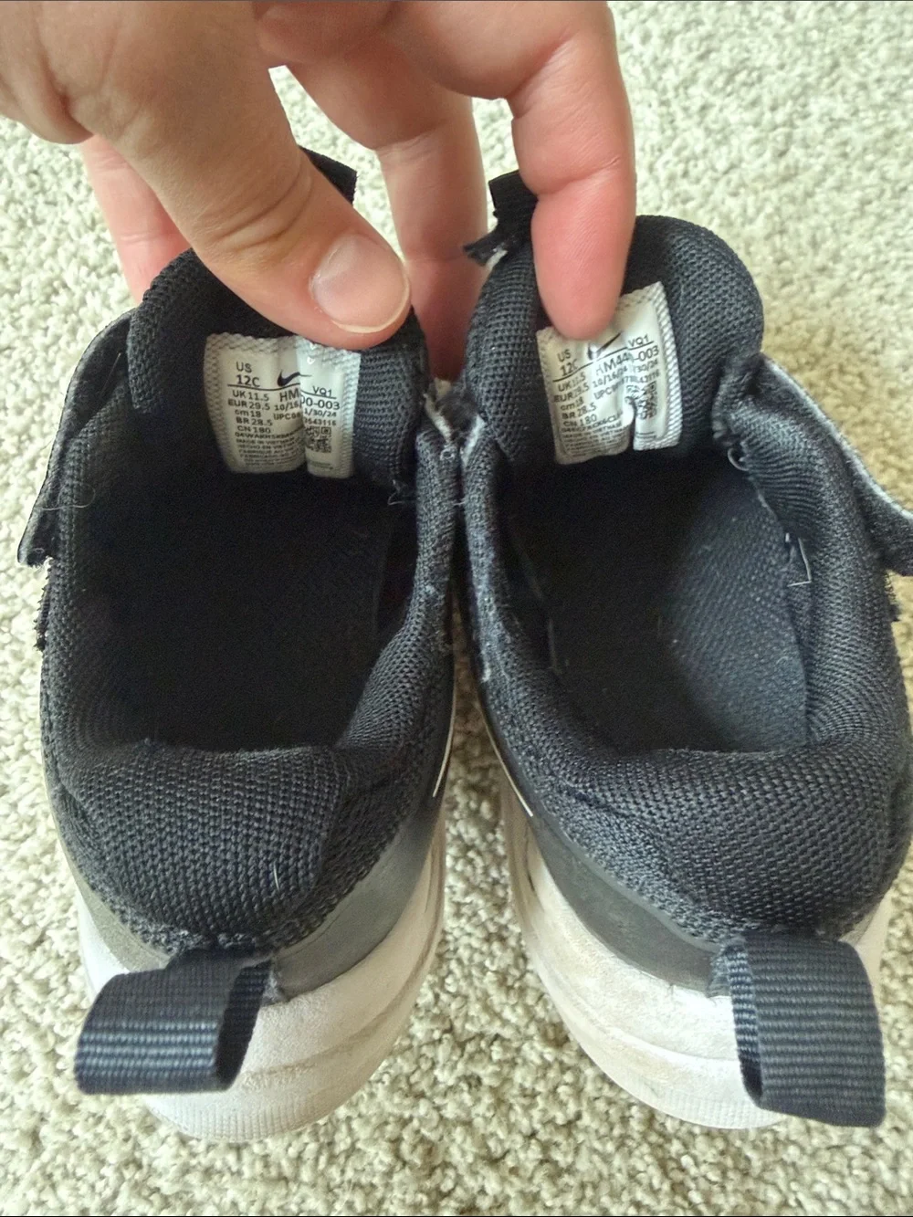 Nike Kids Black and White Velcro Athletic Sneakers (size 12C)